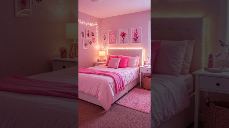 Aesthetic Pink Room Makeover ✨ | Small Room Glow Up Ideas #shorts Featured Image